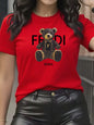 Light Blue Cotton Short Sleeve T-Shirt with Teddy Bear