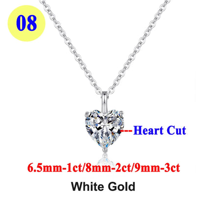 Moissanite Pendant Necklace 18K Gold Plated Women