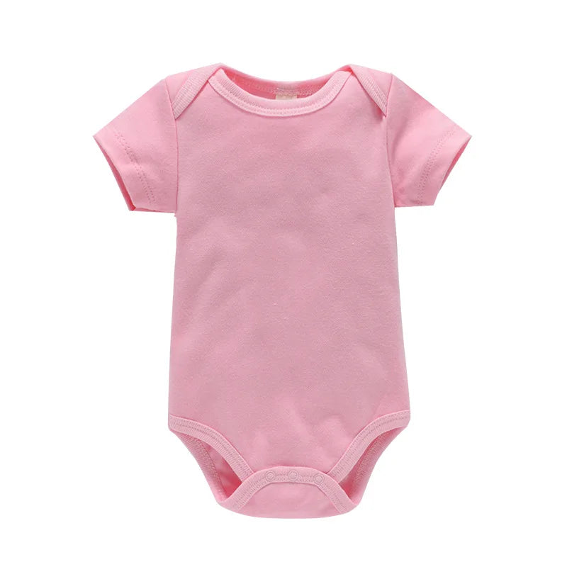 Newborn Baby White Cotton Short Sleeve Romper