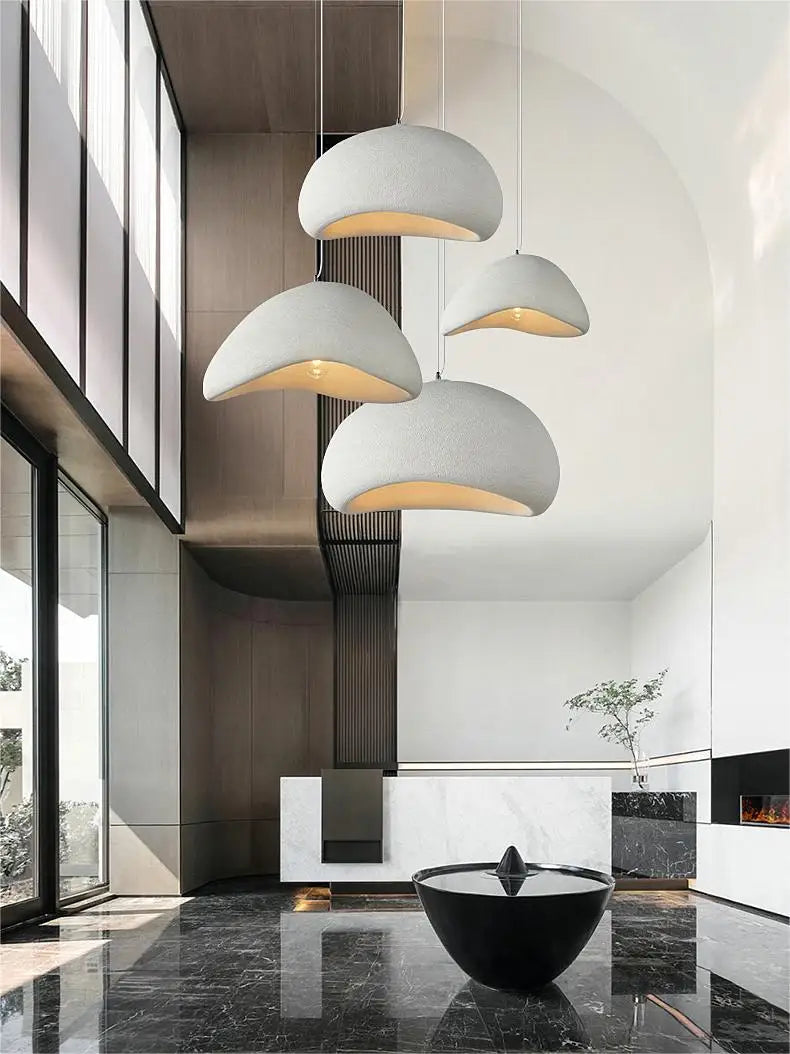 Nordic Wabi Sabi Pendant Lamp Brushed Nickel LED Chandelier