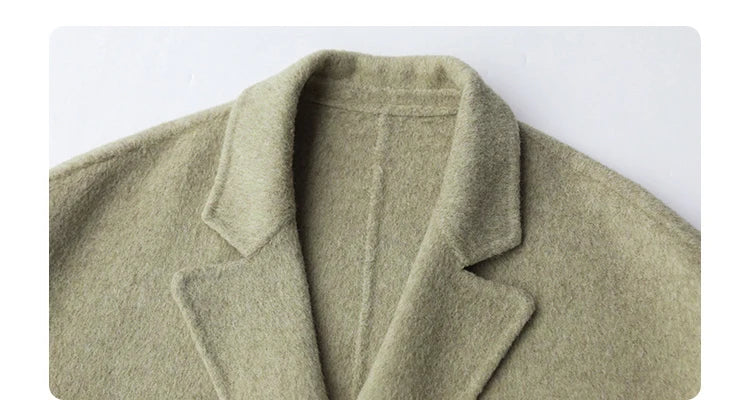 Women's Woolen Double Breasted Jacket Office Lady Outerwear