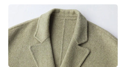 Women's Woolen Double Breasted Jacket Office Lady Outerwear