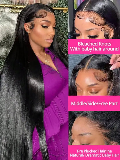 Transparent Bone Straight Lace Front Wig 250% Brazilian Hair