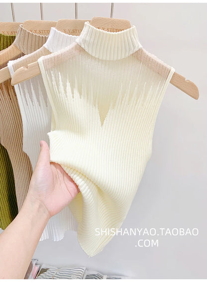 Mesh Knitted Tank Top Women Sleeveless Chic Cut Out