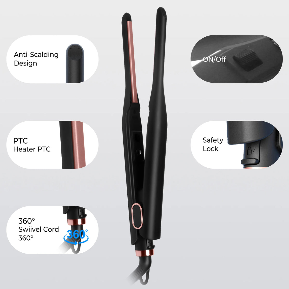 Small Flat Iron for Short Hair, Temperature Adjustable