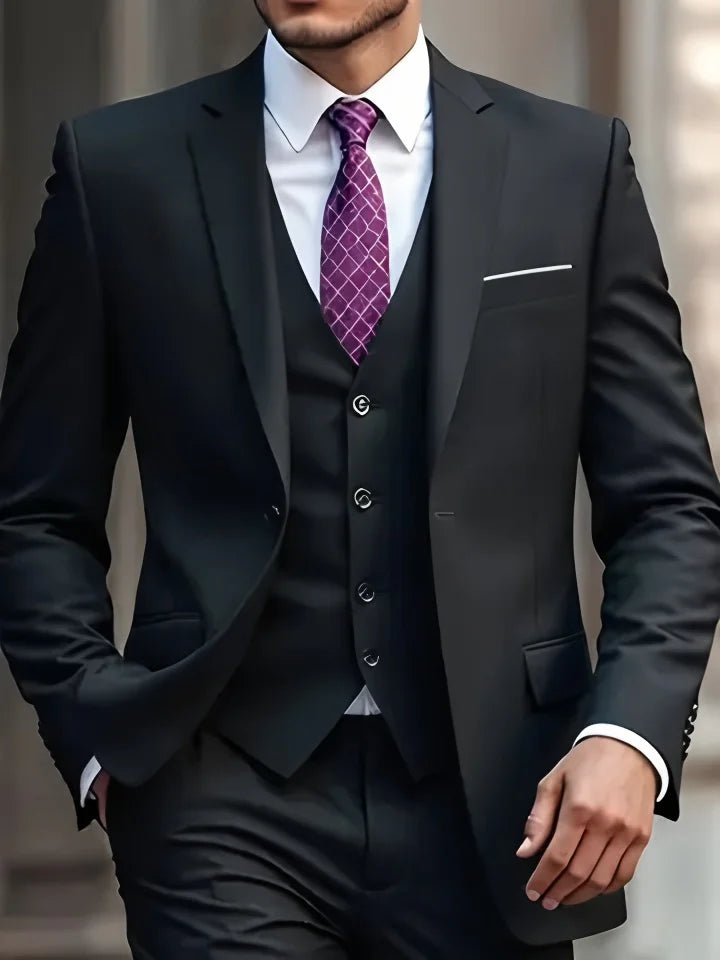 Slim Fit Black Tuxedo Suit Set for Men