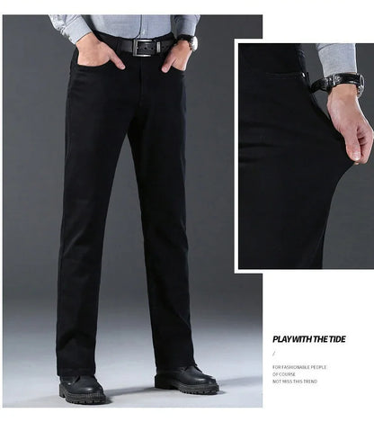 Men's Soft Stretch Black Denim Biker Jeans