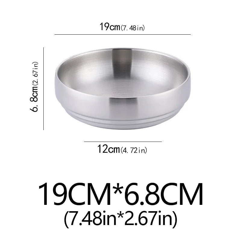 304 Stainless Steel Double Layer Noodle Bowl Gold Silver