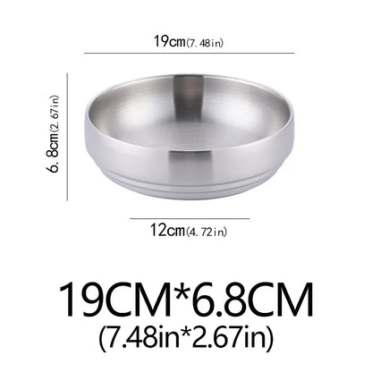 304 Stainless Steel Double Layer Noodle Bowl Gold Silver