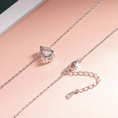 Smyoue Pear Cut Moissanite Necklace 925 Sterling Silver