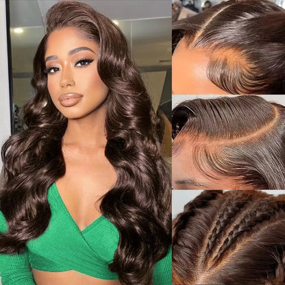 Chocolate Brown Body Wave Lace Front Human Hair Wig