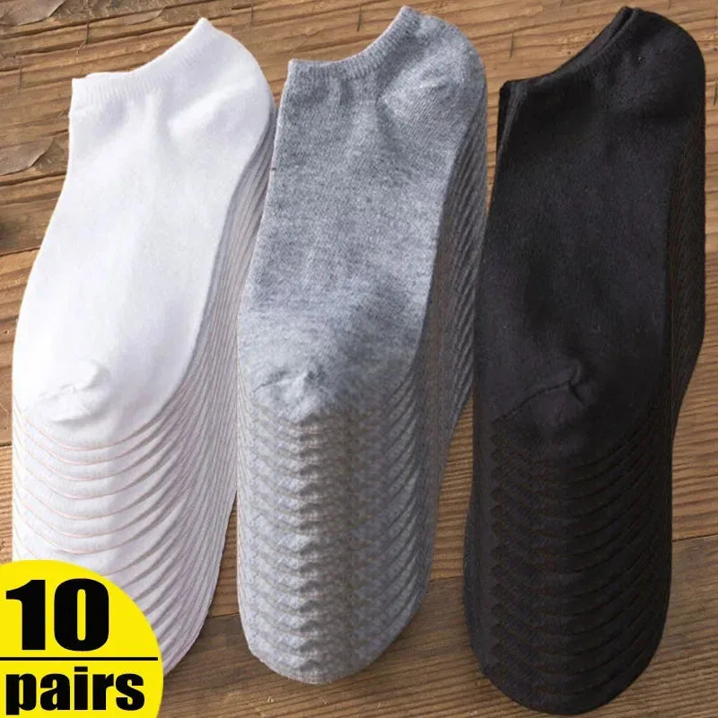 Unisex Ankle Socks Cotton Breathable Sports Black White Gray