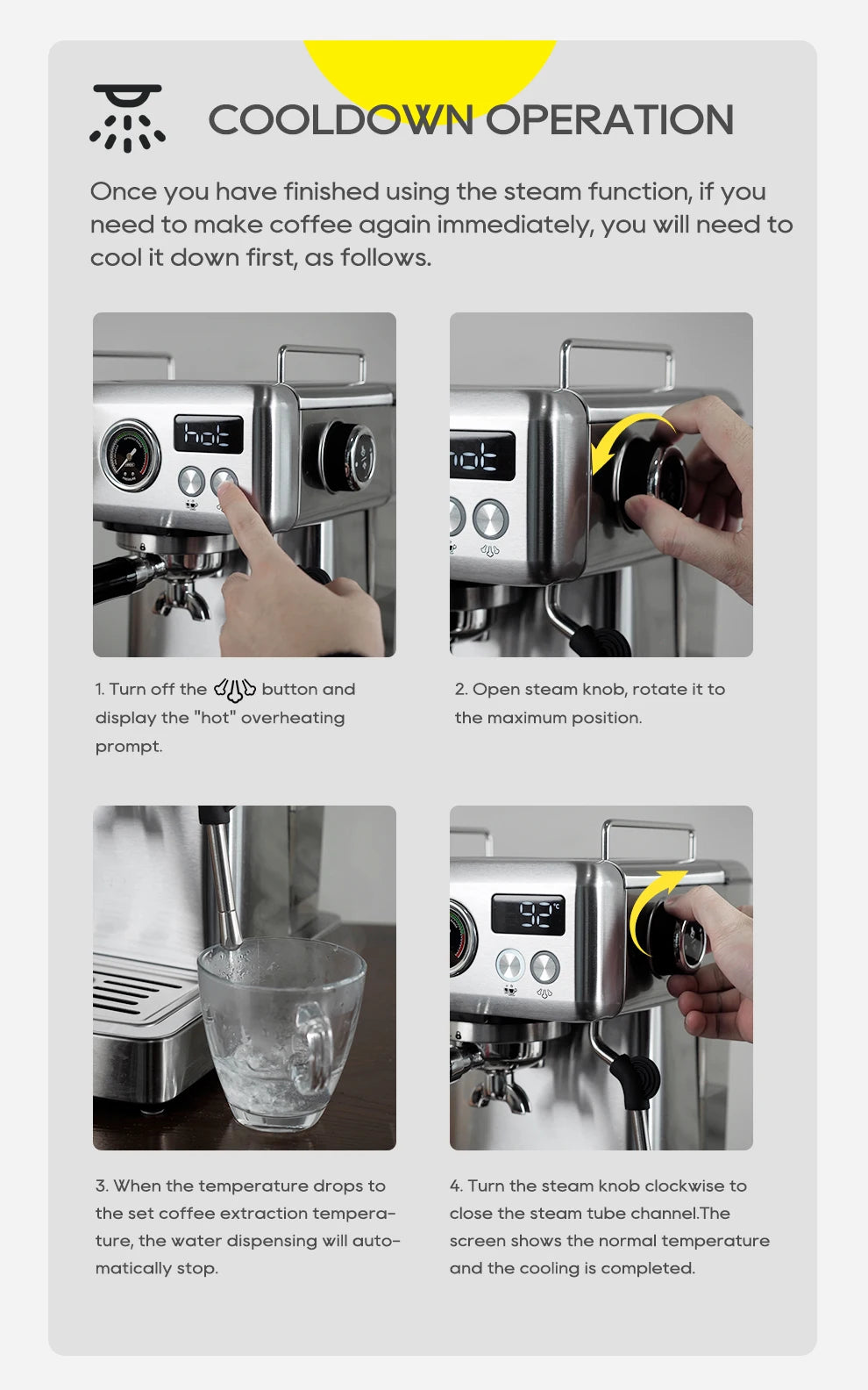 HiBREW 20Bar Semi Automatic Espresso Machine Stainless Steel