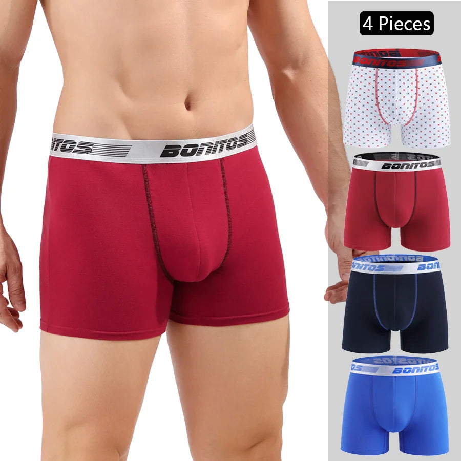 4pcs Cotton Boxer Shorts for Men Soft Underwear Set