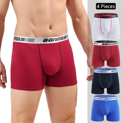 4pcs Cotton Boxer Shorts for Men Soft Underwear Set