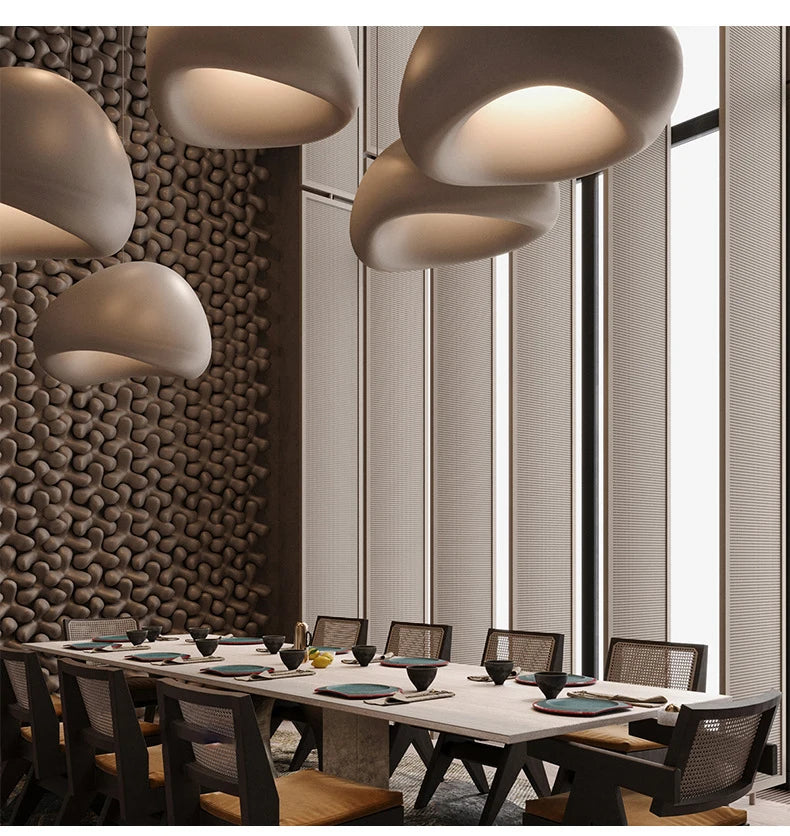 Nordic Wabi Sabi Pendant Lamp Brushed Nickel LED Chandelier