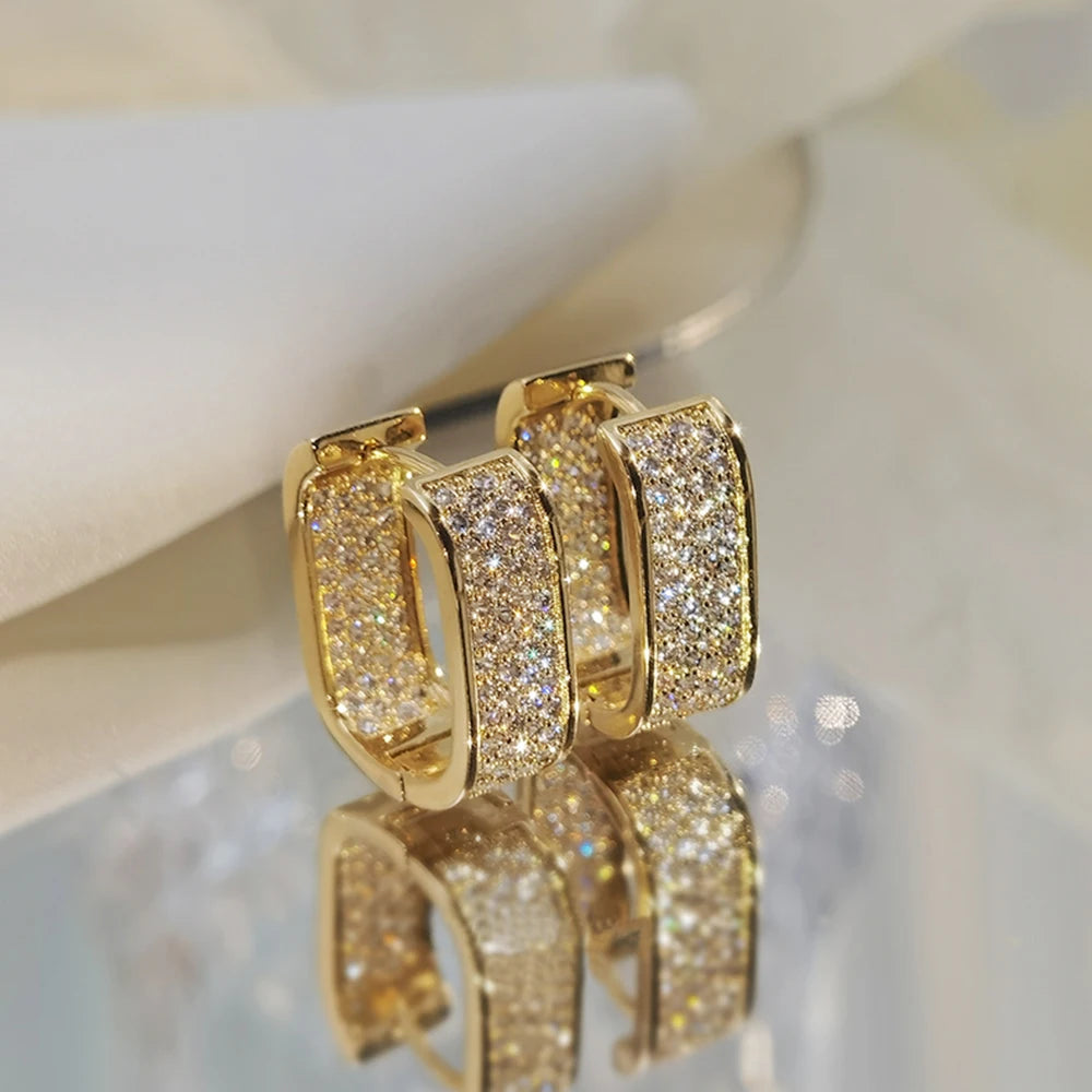 Huitan CZ Hoop Earrings for Women in Silver and Gold