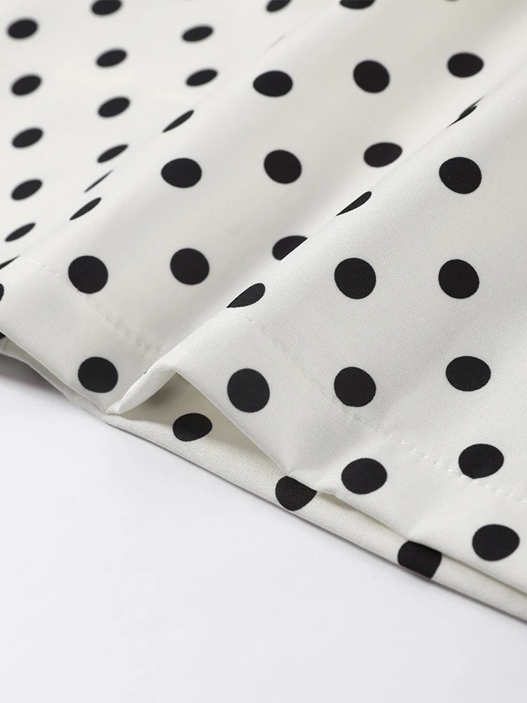 Hollow Out Polka Dot Women Dress with Zipper Closure