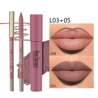 Matte Lipliner and Lipstick Set Waterproof Long Lasting
