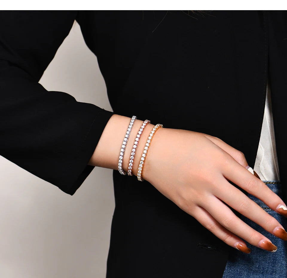 Moissanite Tennis Bracelet Round Cut 925 Silver White Gold