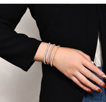 Moissanite Tennis Bracelet Round Cut 925 Silver White Gold