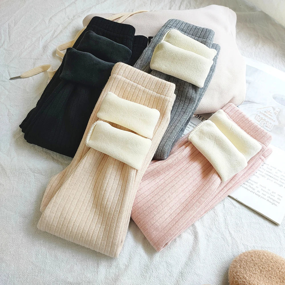 Warm Cashmere Pants for Girls Plus Velvet Trousers