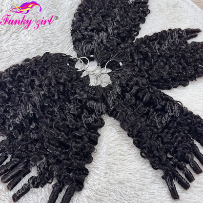12A Curly Crochet Human Hair Extensions Natural Black