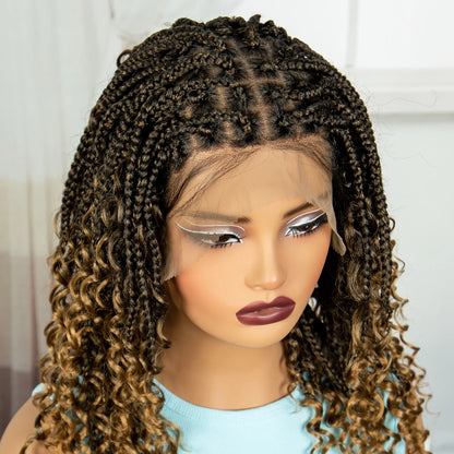 Knotless Box Braided Wigs with Curly Ends 16 Inches Synthetic