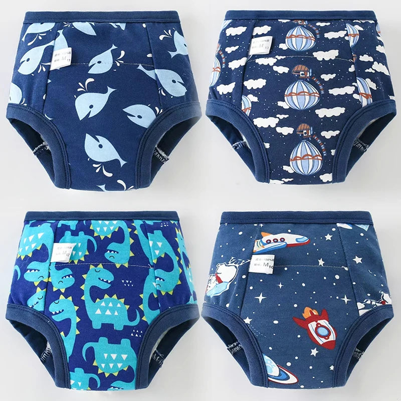 4PCS Reusable Cotton Baby Diapers for Potty Training