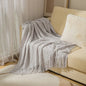 Khaki Knitted Acrylic Blanket with Tassels