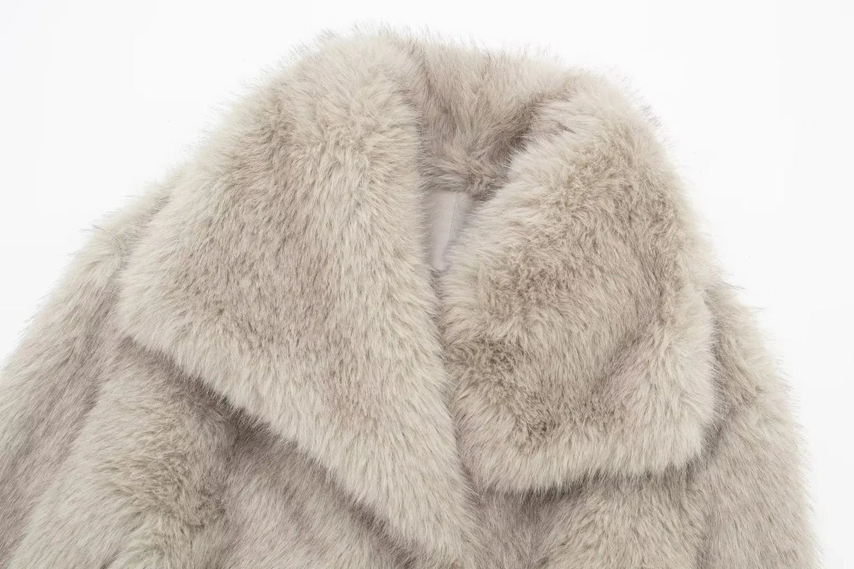 Cropped Faux Fur Jacket Coat for Women