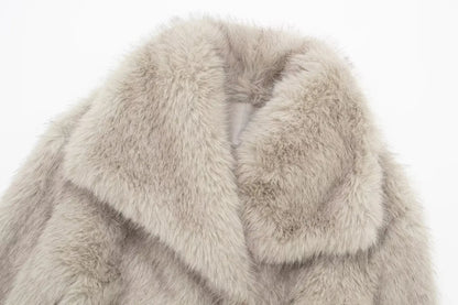 Cropped Faux Fur Jacket Coat for Women