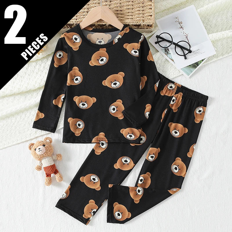 Children's Casual Joker Bear Print Pajama Set