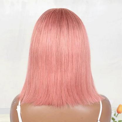 Short Straight Bob Wig 100% Human Hair Dark Purple