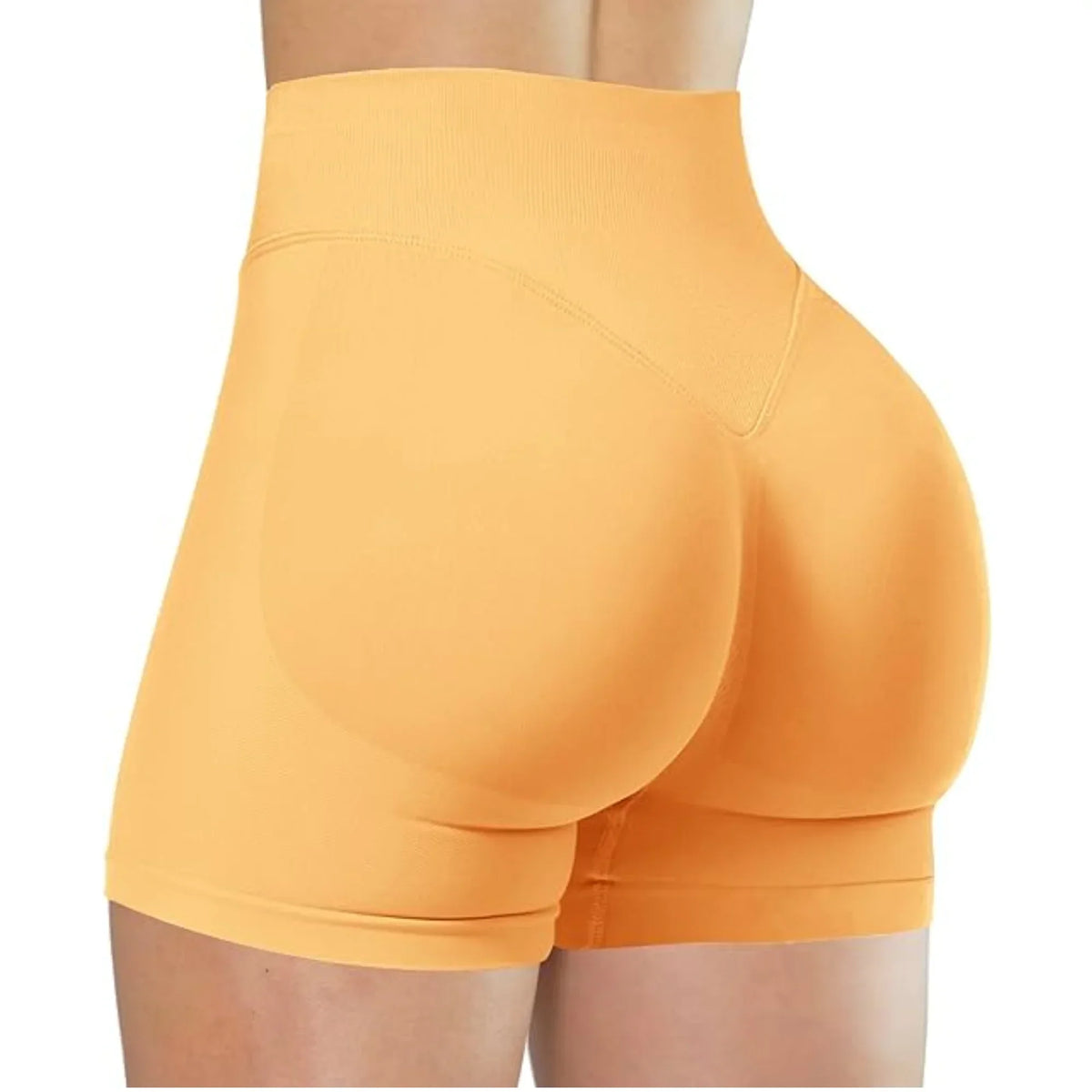 High Waisted Yoga Shorts for Women Nylon Elastane Solid
