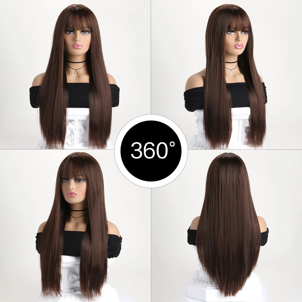 26 Inch Long Straight Synthetic Wig for Women