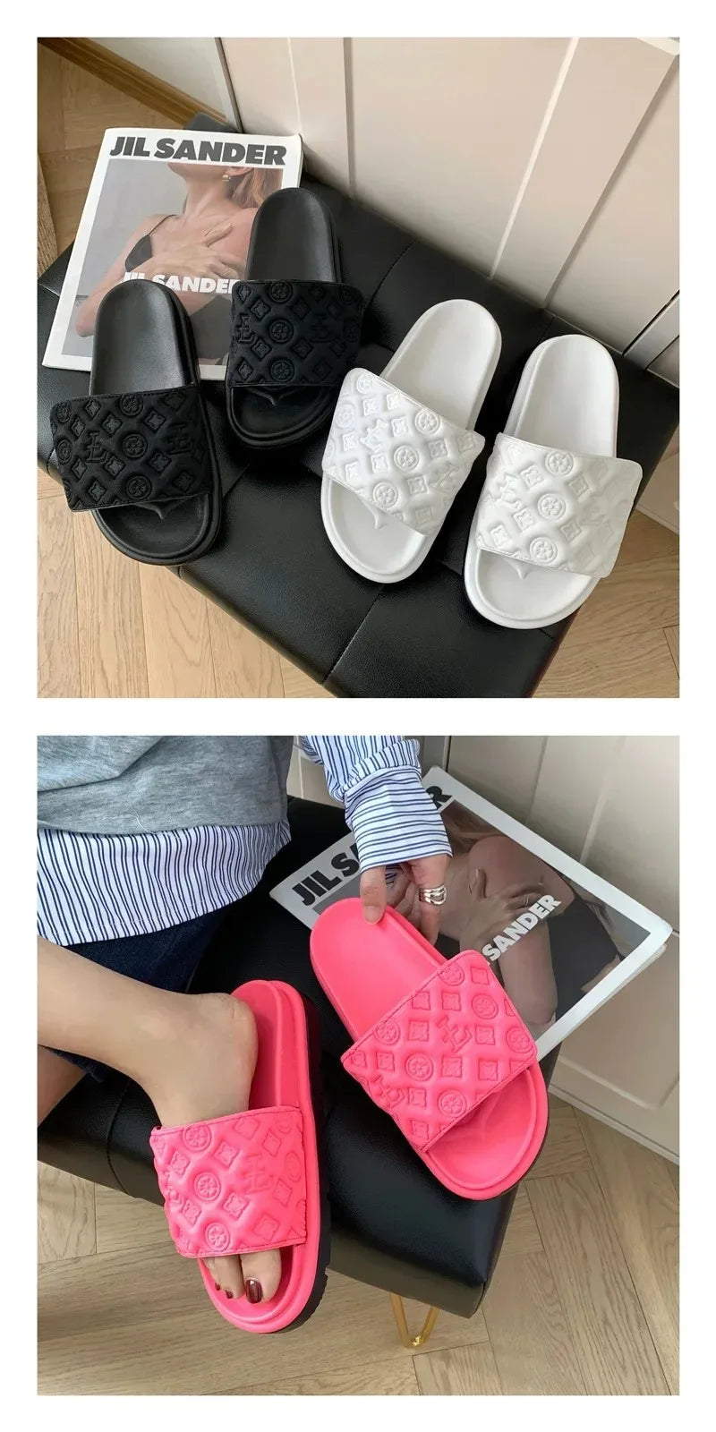 Ladies Canvas Flat Slippers Summer Sandals for Women