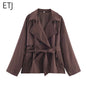 Women's Casual Double-Breasted Trench Coat in Maillard Color