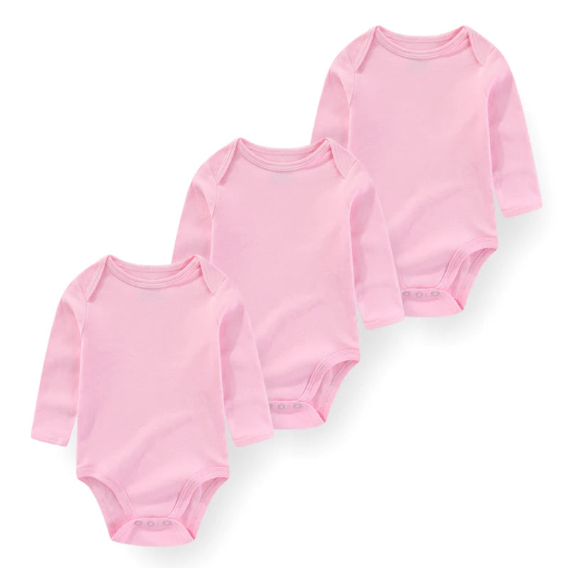 Kiddiezoom 3 Pcs Cotton Long Sleeve Baby Bodysuit