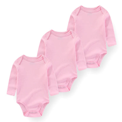 Kiddiezoom 3 Pcs Cotton Long Sleeve Baby Bodysuit