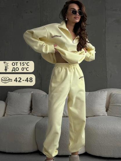 Cotton Pink Women's Tracksuit with Zipper