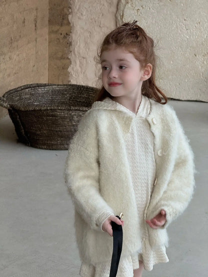 Hooded Knitted Lace Dress for Girls