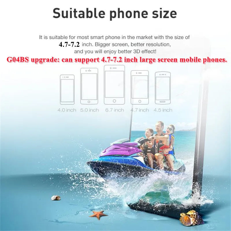 Wireless Virtual Reality Glasses 3D Headset for 4.7-7.2" Phones