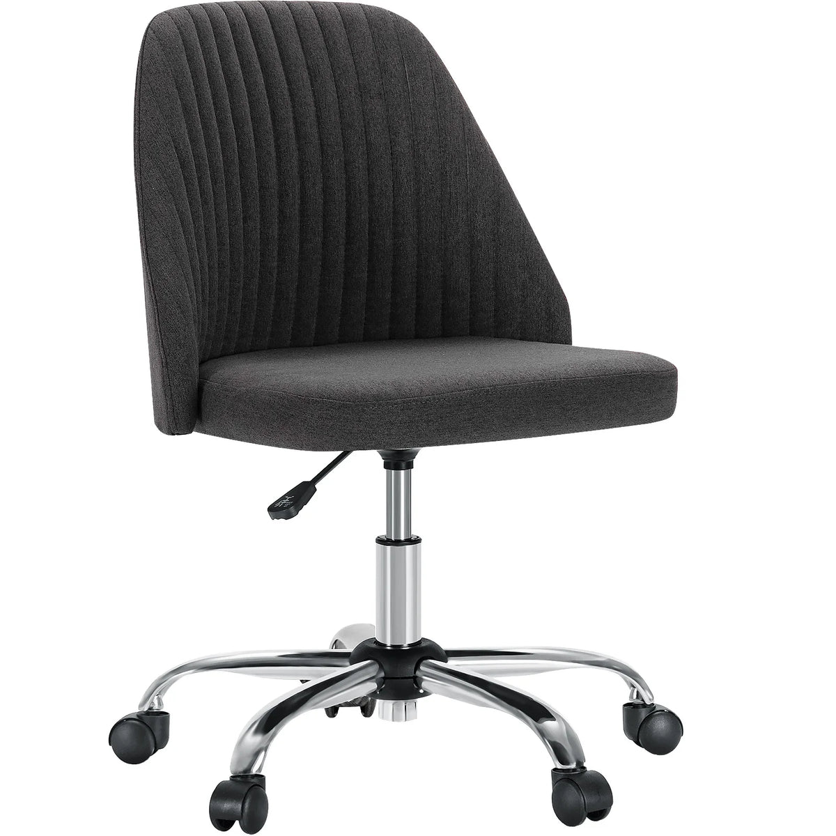JHK Armless Swivel Office Chair with Fabric and Wheels