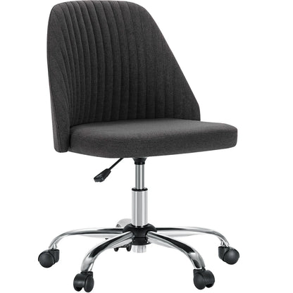 JHK Armless Swivel Office Chair with Fabric and Wheels