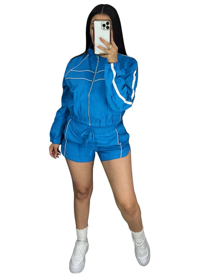 Women's Slim Sporty Tracksuit with Jacket and Shorts