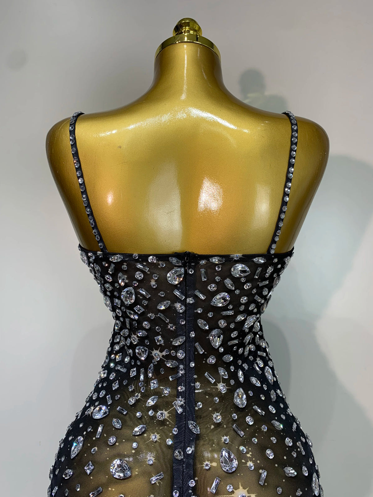 Luxury Rhinestone Mesh Bodycon Dress for Women