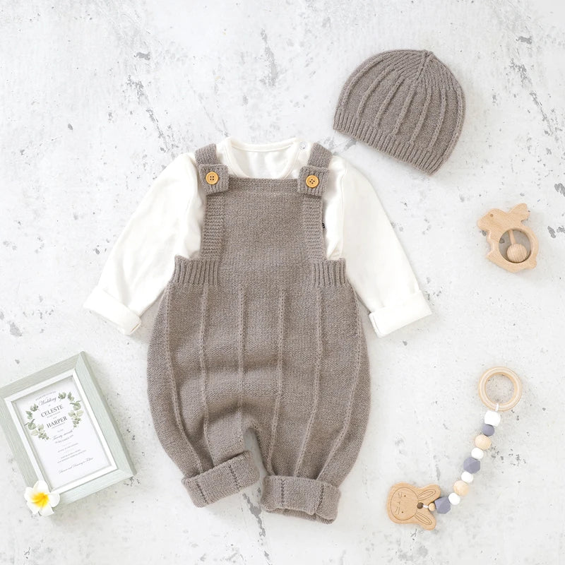 Sleeveless Knitted Baby Romper Set for Newborns