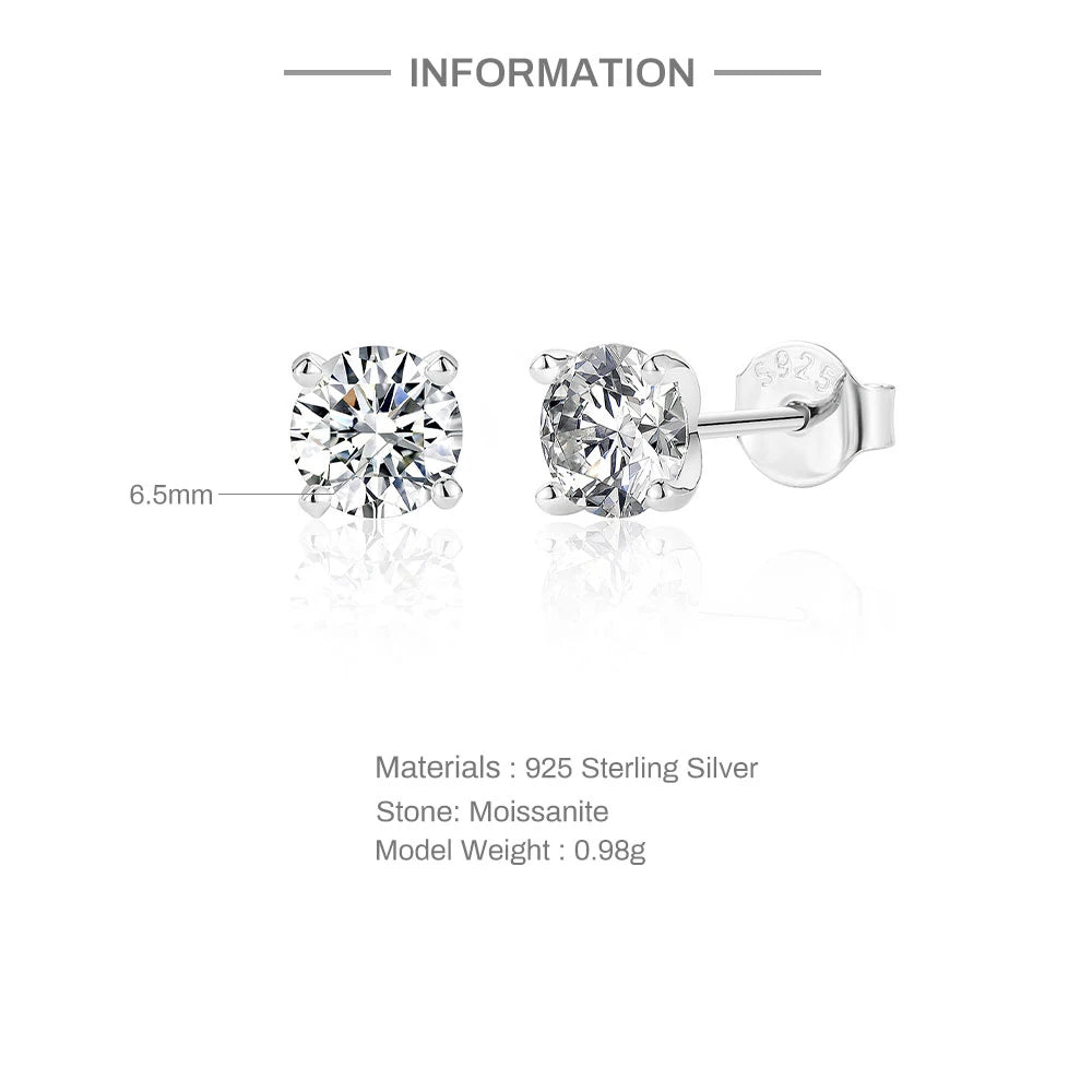 Canner Moissanite Stud Earrings 925 Sterling Silver