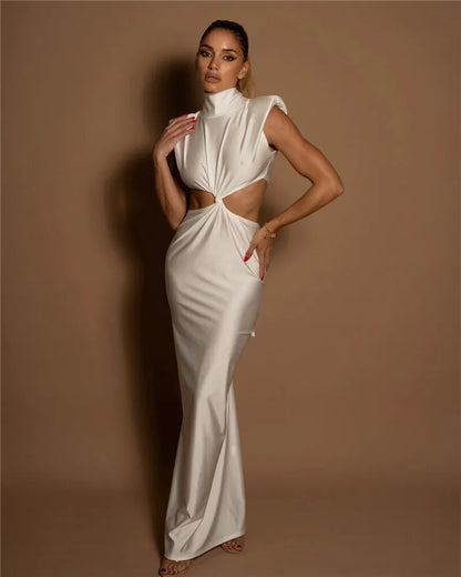 Hollow Out Turtleneck Maxi Dress for Women